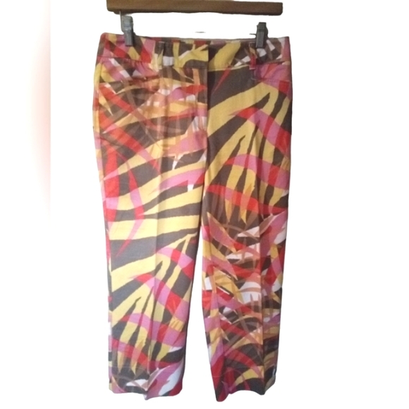 Tribal Pants - Tribal STRETCH Tropical Cropped Pants Capri's Sz 6 High Waistline EUC